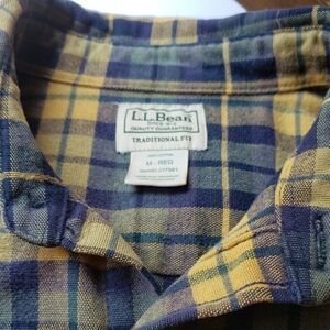 L.L. Bean Blue and Yellow Casual Button Down Shirt Med.